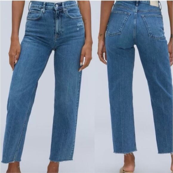 Everlane Dark Wash Straight Leg Jeans Size 24 - Picture 1 of 4